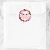Zwarte Wimpers Roze Gouden Luipaard Dank u Ronde Sticker (Tas)
