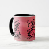 Zwarte Wingerd op Roze Achtergrond Mok (Voorkant links)