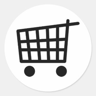 zwarte winkeltrolley ronde sticker
