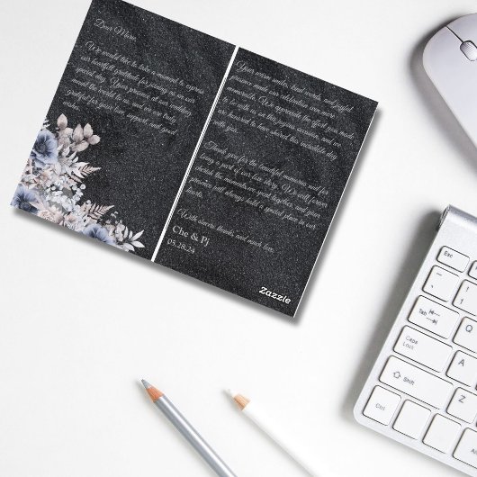 Zwarte Winter bruiloft dank u kaart