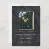 Zwarte Winter Minimalistische bruiloft Kaart (Achterkant)