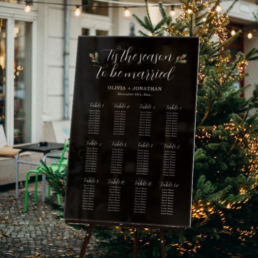 Zwarte Winter Wedding Zitting Grafiek Acryl Teken Acryl Bord
