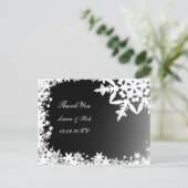 Zwarte winterbruiloft Dank je Briefkaart (Staand voorkant)