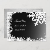 Zwarte winterbruiloft Dank je Briefkaart (Voorkant / Achterkant)