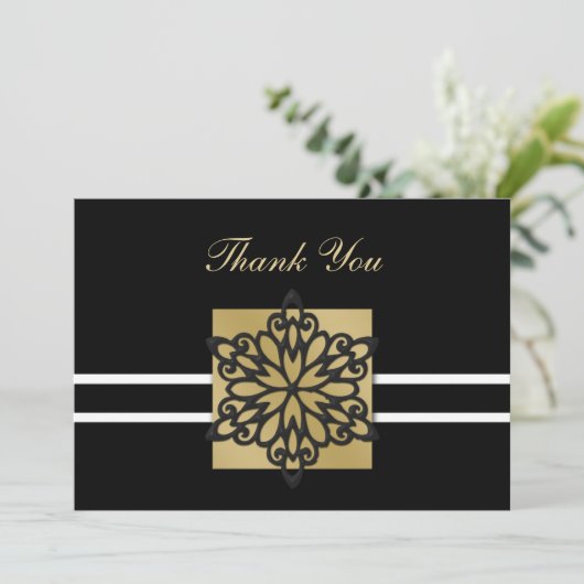 Zwarte winterbruiloft Dank je Kaart (Staand voorkant)