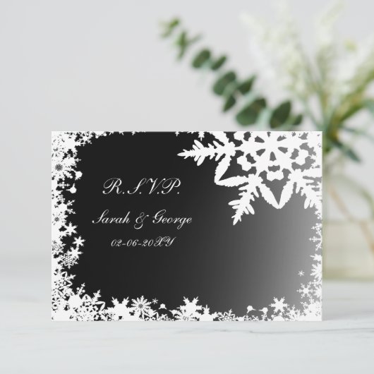 zwarte winterbruiloft rsvp standaard 3 , 5 x 5 (Staand voorkant)