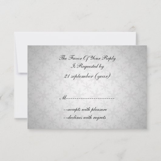 zwarte winterbruiloft rsvp standaard 3 , 5 x 5 (Achterkant)