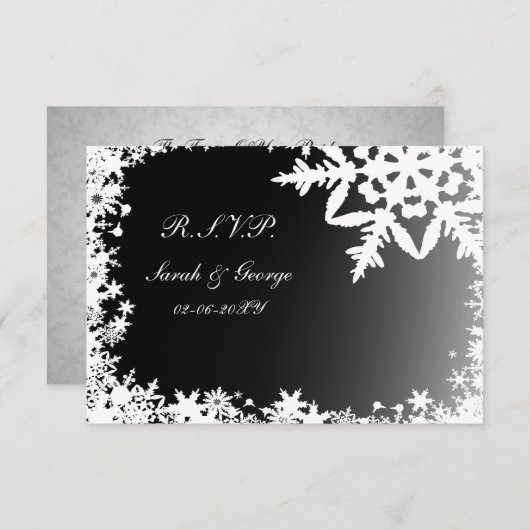 zwarte winterbruiloft rsvp standaard 3 , 5 x 5 (Voorkant / Achterkant)