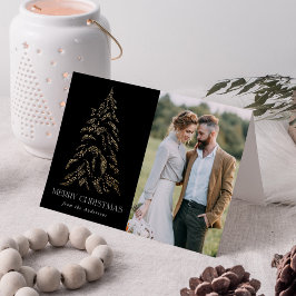 Zwarte winterpine kerstfoto feestdagen kaart