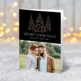 Zwarte winterpine kerstfoto feestdagen kaart