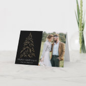 Zwarte winterpine kerstfoto feestdagen kaart (Voorkant)