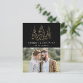 Zwarte winterpine kerstfoto feestdagenkaart (Staand voorkant)