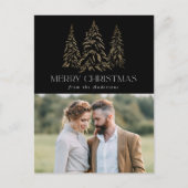 Zwarte winterpine kerstfoto feestdagenkaart (Voorkant)