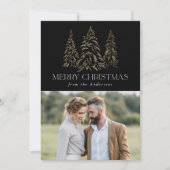 Zwarte winterpine kerstfoto feestdagenkaart (Voorkant)