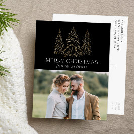 Zwarte winterpine kerstfoto feestdagenkaart