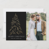 Zwarte winterpine kerstfoto feestdagenkaart (Voorkant)