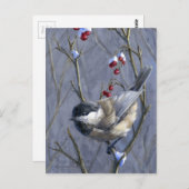 Zwarte winterrode winterbessen en sneeuw briefkaart (Voorkant / Achterkant)