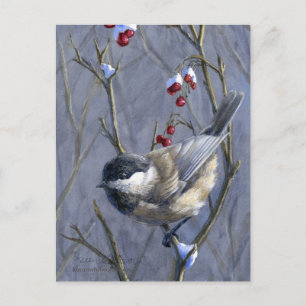 Zwarte winterrode winterbessen en sneeuw briefkaart