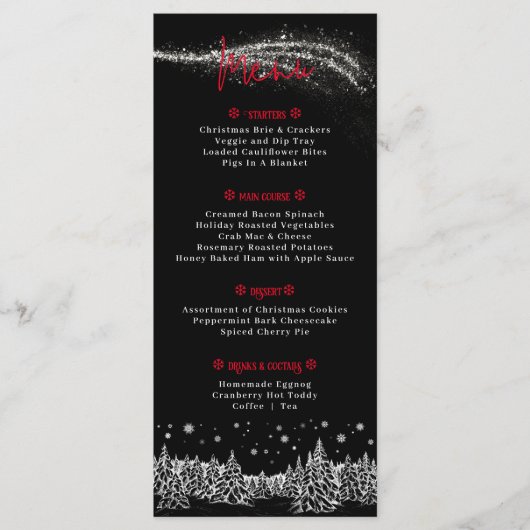 Zwarte Wintervakantie Kerstmaal Menu (Voorkant)