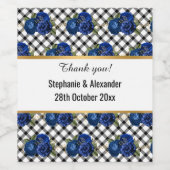 ZWARTE WIT GECONTROLEERDE PATROON FLORAL CUSTOM WIJN ETIKET (Enkel label)