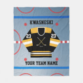 Zwarte Wit | Gold Ice Hockey Rink | Player Jersey Fleece Deken (Voorkant)