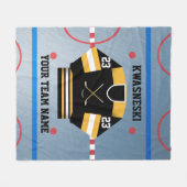 Zwarte Wit | Gold Ice Hockey Rink | Player Jersey Fleece Deken (Voorkant (Horizontaal))