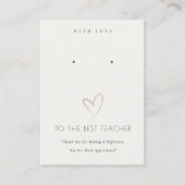 ZWARTE WIT-HART-TEACHER GIFT EARRING DISPLAY PLAATSKAARTJE (Voorkant)