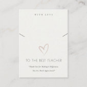 ZWARTE WIT-HART-TEACHER GIFT-KETTING WEERGEVEN PLAATSKAARTJE (Voorkant)