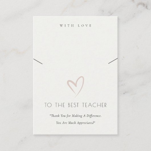 ZWARTE WIT-HART-TEACHER GIFT-KETTING WEERGEVEN PLAATSKAARTJE (Voorkant)