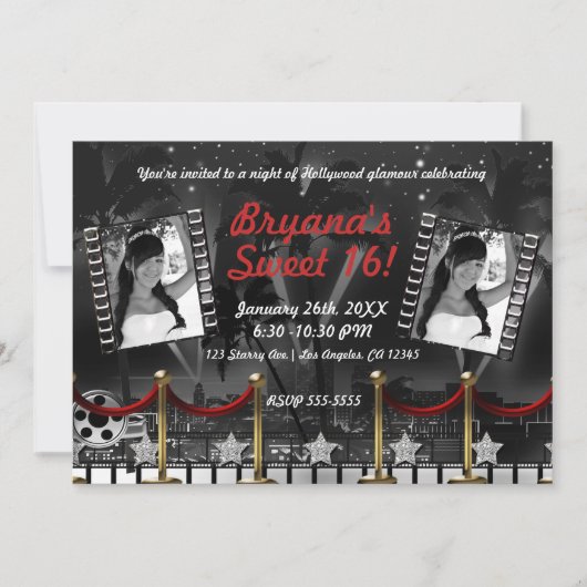 Zwarte-wit Hollywood-foto met rode loper Kaart (Voorkant)