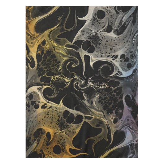 ZWARTE WIT-KLORFUL ZWIRLWAVY TAFELKLEED (Voorkant)