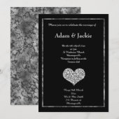 ZWARTE WIT-MARBLE DIAMOND HEART WEDING KAART (Voorkant / Achterkant)