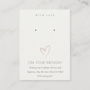 ZWARTE WITE HEART BIRTHDAY GIFT EARRING DISPLAY PLAATSKAARTJE