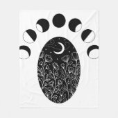 Zwarte witmaanbloemen fleece deken (Voorkant)