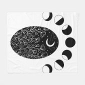 Zwarte witmaanbloemen fleece deken (Voorkant (Horizontaal))