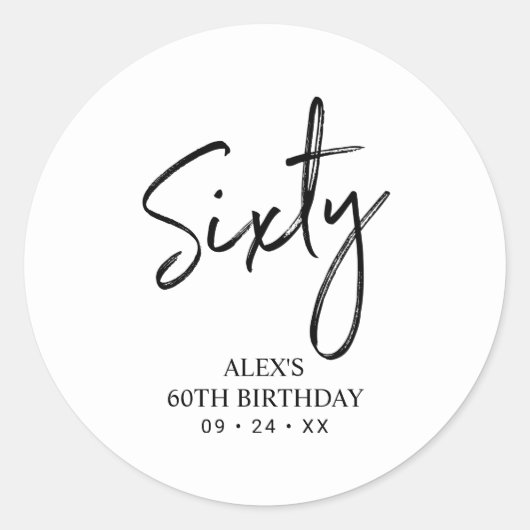 Zwarte & Witte 60e verjaardag Favor Hartelijk dank Ronde Sticker (Voorkant)