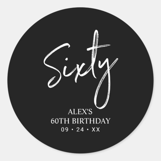 Zwarte & Witte 60e verjaardag Favor Hartelijk dank Ronde Sticker (Voorkant)