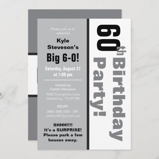 Zwarte & Witte 60e verjaardag Kaart (Voorkant / Achterkant)