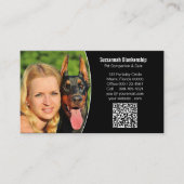 Zwarte Witte aangepaste QR-code en foto van Pet Ca Visitekaartje (Voorkant)