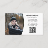 Zwarte Witte aangepaste QR-code en foto van Pet Ca Visitekaartje (Voorkant)