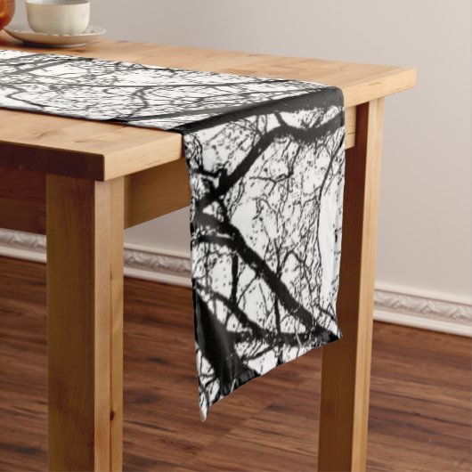 zwarte witte abstracte boomstam lange tafelloper (Voorbeeld)