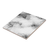 Zwarte witte Abstracte penseelstreken Tegeltje (Zijkant)