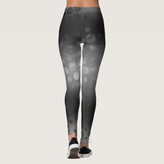 Zwarte witte Abstracte Stippen Leggings (Achterkant)