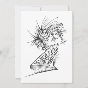 Zwarte Witte Abstracte Tribale Tatoeagekunst Strom Bedankkaart