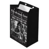 Zwarte Witte Afstudeerkrant Zak Geschenk Medium Cadeauzakje (Voorkant Gekanteld)