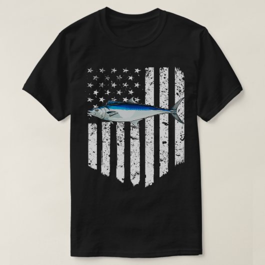zwarte witte Amerikaanse vlag Spaanse makreel 4e v T-shirt (Design voorkant)