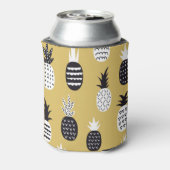 Zwarte, witte ananas, gele achtergrond blikjeskoeler (Blikje Achterkant)