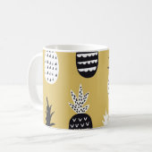 Zwarte, witte ananas, gele achtergrond koffiemok (Voorkant links)