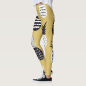 Zwarte, witte ananas, gele achtergrond leggings (Links)