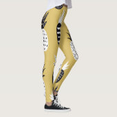 Zwarte, witte ananas, gele achtergrond leggings (Rechts)